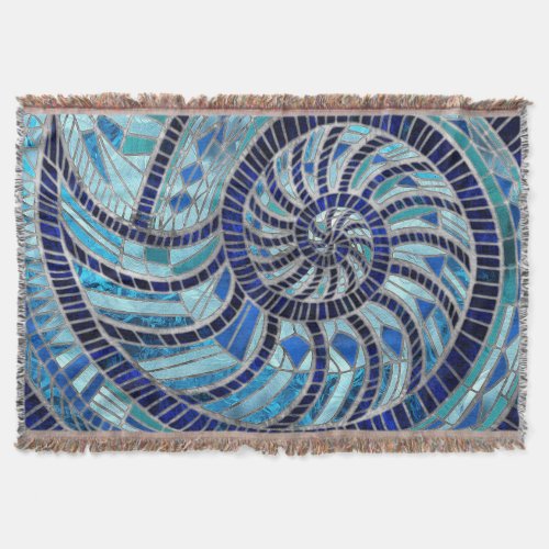 Nautilus Shell mosaic art Throw Blanket