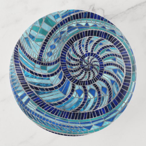 Nautilus Shell mosaic art Trinket Tray