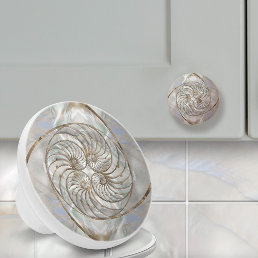 Nautilus Shell - Mother of Pearl and gold Ceramic Knob