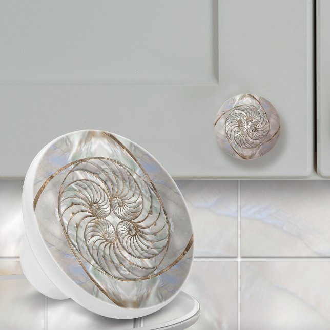 Nautilus Shell - Mother of Pearl and gold Ceramic Knob (Creator Uploaded)