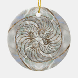Nautilus Shell - Mother of Pearl and gold Ceramic Ornament