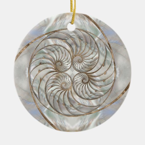 Nautilus Shell _ Mother of Pearl and gold Ceramic Ornament