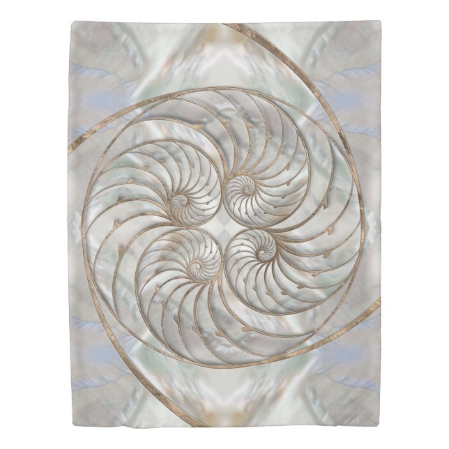 Nautilus Shell - Mother of Pearl and gold Duvet Cover (Front)