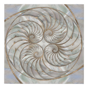 Nautilus Shell - Mother of Pearl and gold Faux Canvas Print