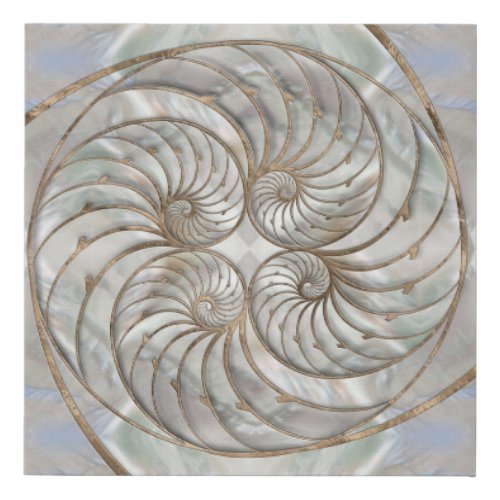 Nautilus Shell _ Mother of Pearl and gold Faux Canvas Print