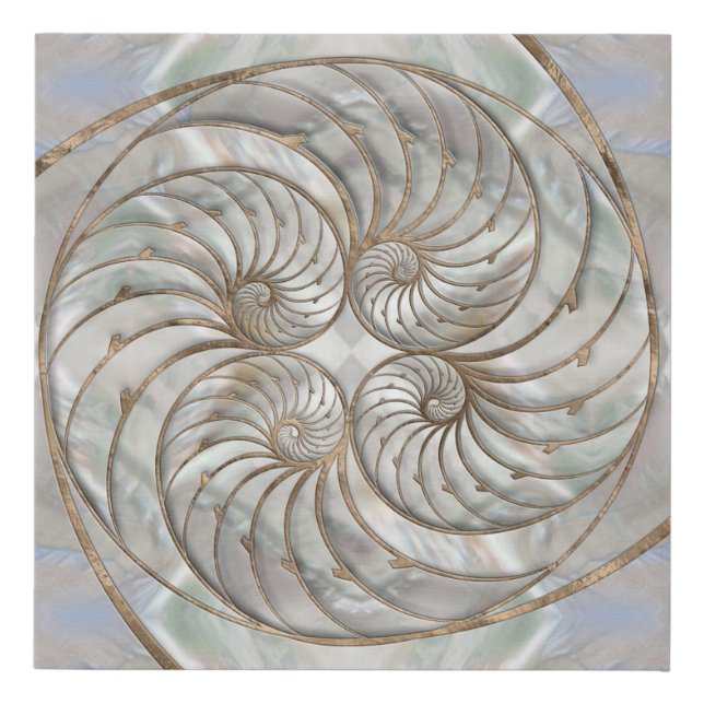 Nautilus Shell - Mother of Pearl and gold Faux Canvas Print (Front)