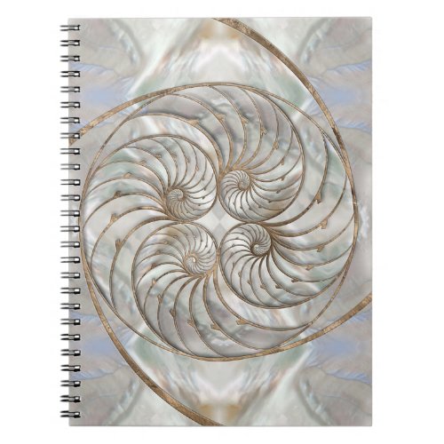 Nautilus Shell _ Mother of Pearl and gold Notebook