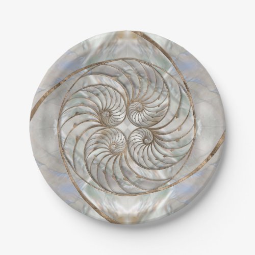 Nautilus Shell _ Mother of Pearl and gold Paper Plates