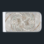 Nautilus Shell - Mother of Pearl and gold Silver Finish Money Clip<br><div class="desc">Nautilus Shell - Mother of Pearl and gold</div>