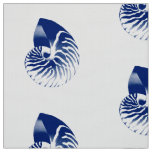 Nautilus Shell - navy blue and white Fabric