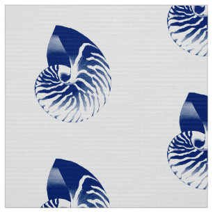 Nautilus Shell - navy blue and white Fabric