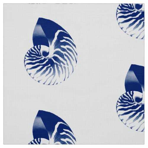 Nautilus Shell _ navy blue and white Fabric