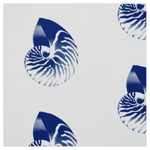 Nautilus Shell - navy blue and white Fabric