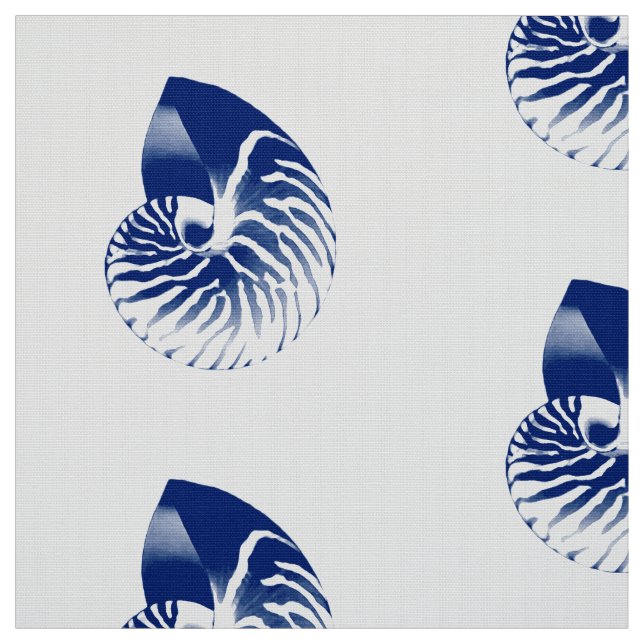 Nautilus Shell - navy blue and white Fabric (Swatch)