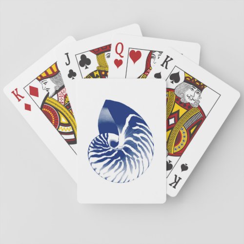 Nautilus shell _ navy blue and white poker cards