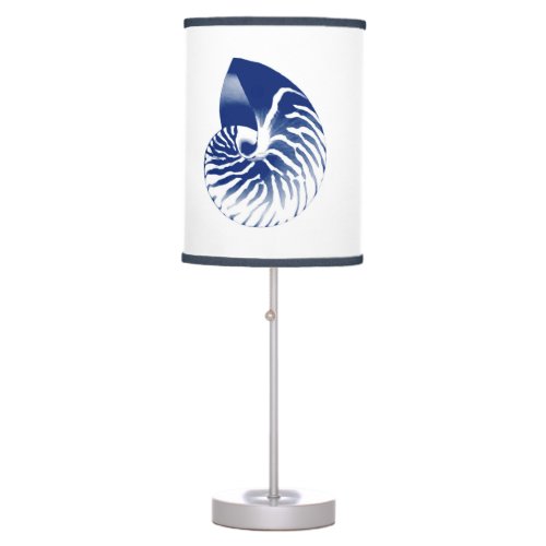 Nautilus shell _ navy blue and white table lamp