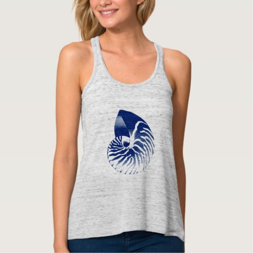 Nautilus shell _ navy blue and white tank top