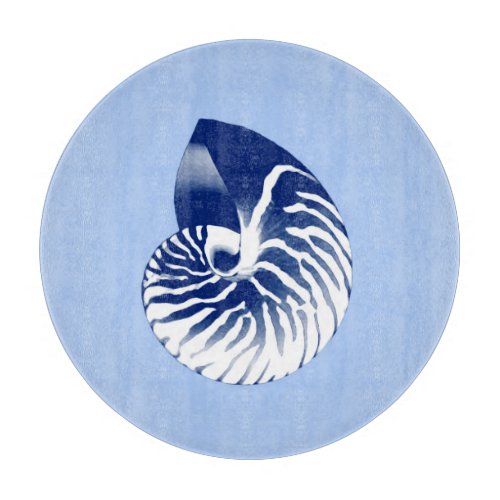 Nautilus shell _ navy white  light blue cutting board