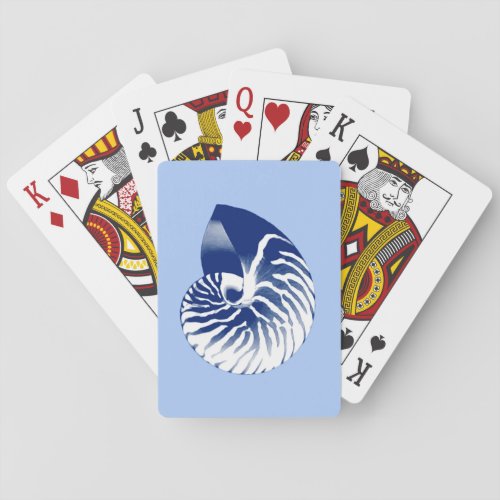 Nautilus shell _ navy white  light blue poker cards