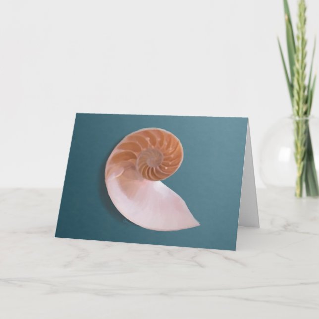 Nautilus Shell on Ocean Blue Greeting Card (Front)