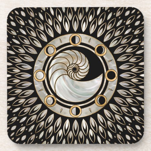 Nautilus Shell _ Phases of the moon Beverage Coaster