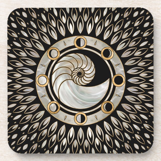 Nautilus Shell - Phases of the moon Beverage Coaster (Front)