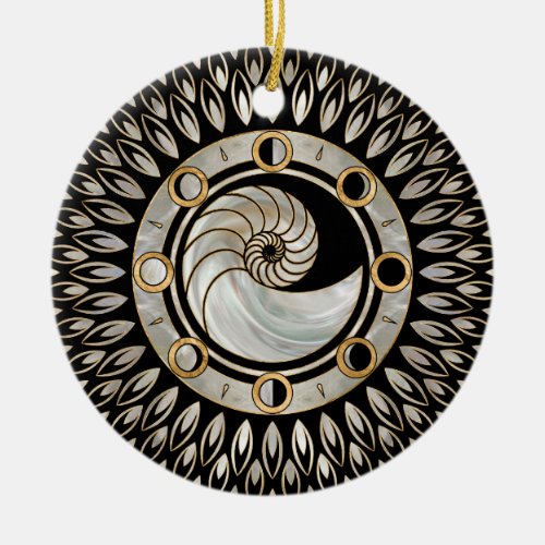 Nautilus Shell _ Phases of the moon Ceramic Ornament