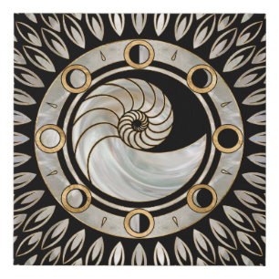 Nautilus Shell - Phases of the moon Faux Canvas Print