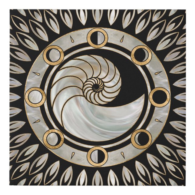 Nautilus Shell - Phases of the moon Faux Canvas Print (Front)