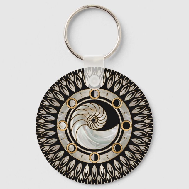 Nautilus Shell - Phases of the moon Keychain (Front)