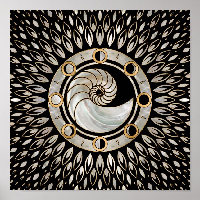 Nautilus Shell - Phases of the moon Poster (Front)