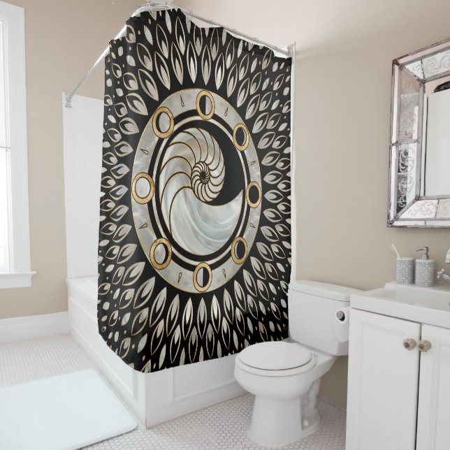 Nautilus Shell - Phases of the moon Shower Curtain (In Situ)