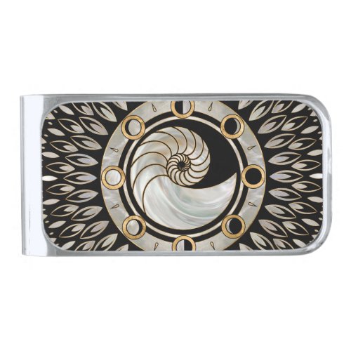 Nautilus Shell _ Phases of the moon Silver Finish Money Clip