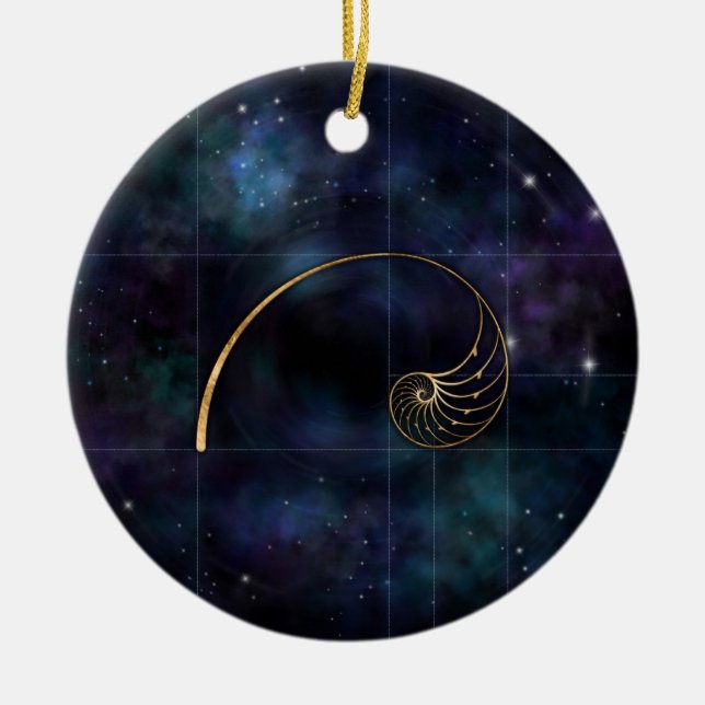 Nautilus Shell - Sacred Geometry Ceramic Ornament (Front)