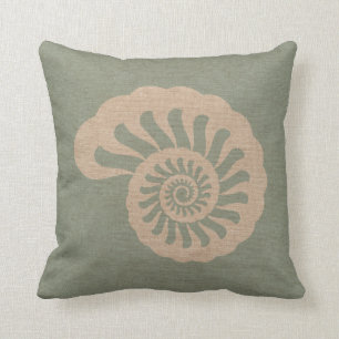 Nautilus Shell Seafoam Green Throw Pillow