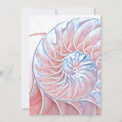 nautilus shell seashell Fibonacci swirl pink Thank You Card