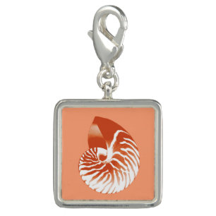 Nautilus shell - terracotta and white charm