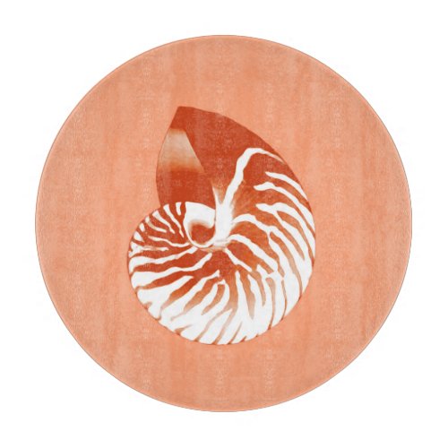 Nautilus shell _ terracotta and white cutting board