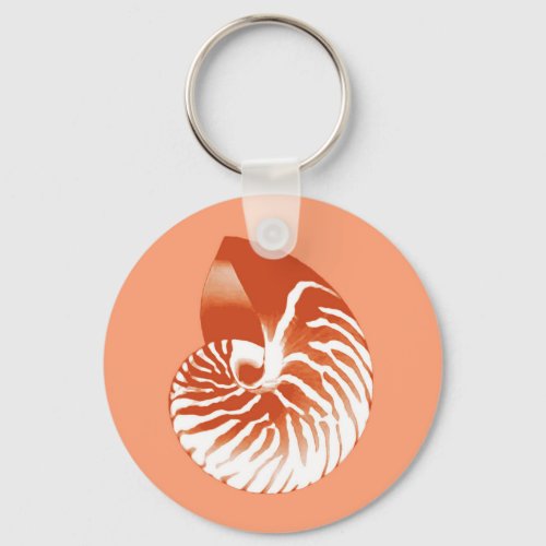 Nautilus shell _ terracotta and white keychain