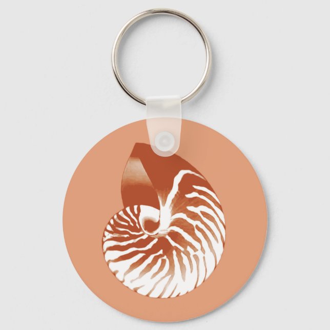 Nautilus shell - terracotta and white keychain (Front)