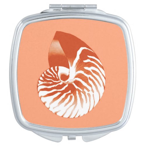 Nautilus shell _ terracotta and white mirror for makeup