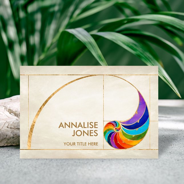 Nautilus Shell - Watercolor Chakra Colors Business Card (Creator Uploaded)