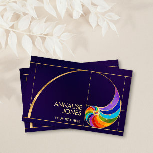 Nautilus Shell - Watercolor Chakras on violet Business Card