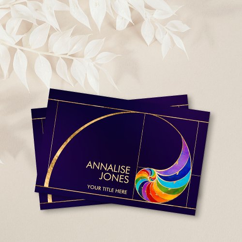 Nautilus Shell _ Watercolor Chakras  on violet Business Card