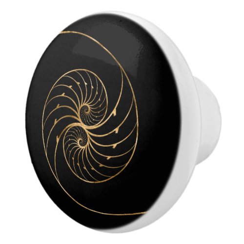 Nautilus Shells _ Golden Pair Ceramic Knob