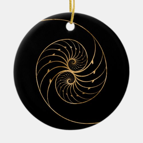 Nautilus Shells _ Golden Pair Ceramic Ornament
