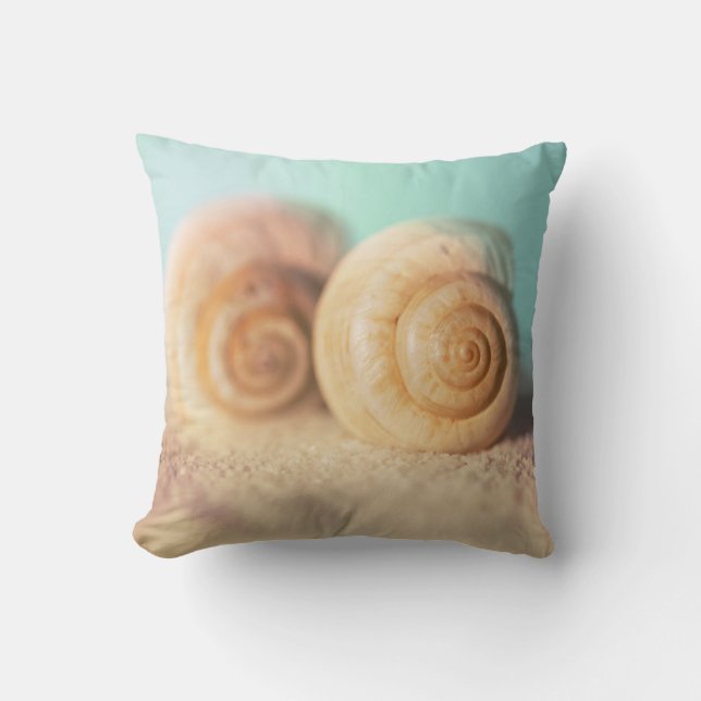 Nautilus Shells On Beach Throw Pillow (Front)
