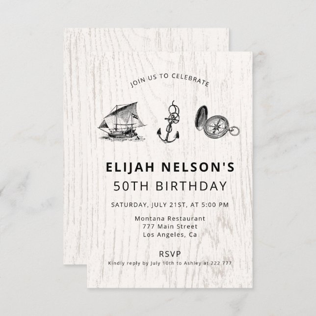 Nautilus Symbols Birthday Invitation (Front/Back)