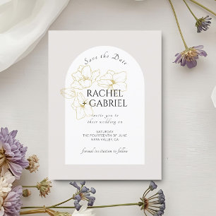 Nautral | Boho Arch Gold Floral Wedding Save The Date