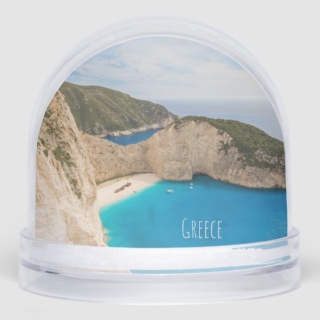 Navagio Beach Greece – Shipwreck Cove Travel Snow Globe (Front)